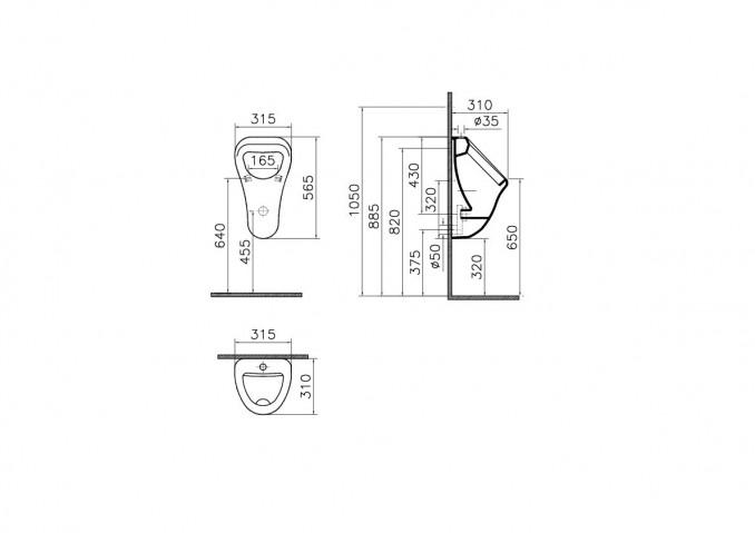 Pisoar VITRA ARKITEKT sa spoljašnjim dovodom (komplet set) 2