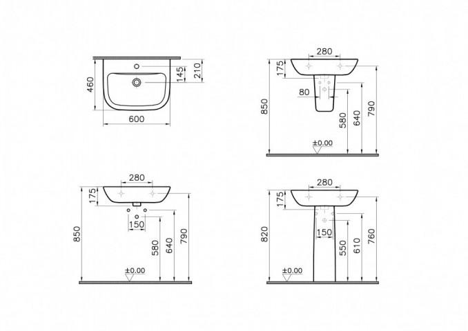 Lavabo VITRA S20 60x46cm 2