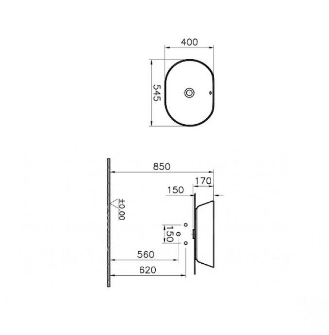 Lavabo nadgradni VITRA GEO 54,5x40cm sa prelivom 2