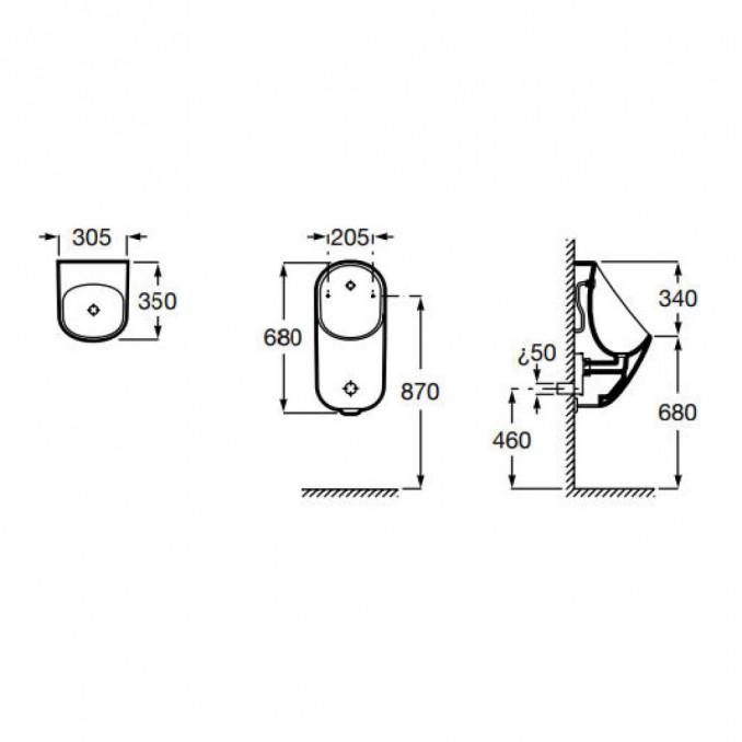 Pisoar ROCA PROTON rimless elktronski senzor- mrežno napajanje 2
