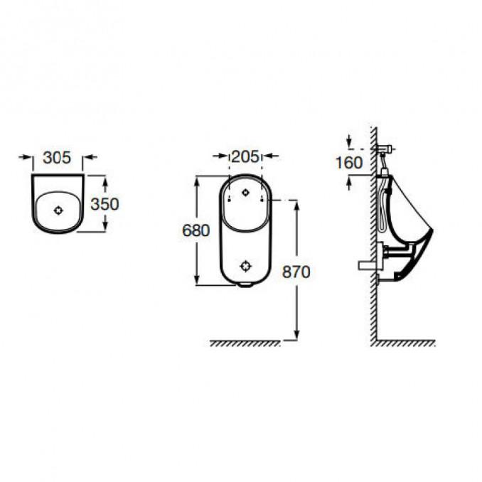 Pisoar ROCA PROTON rimless- spoljni dovod 2
