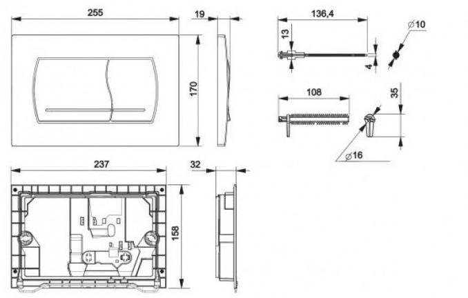 Taster ROCA DUAL PLATE 52 hrom 2