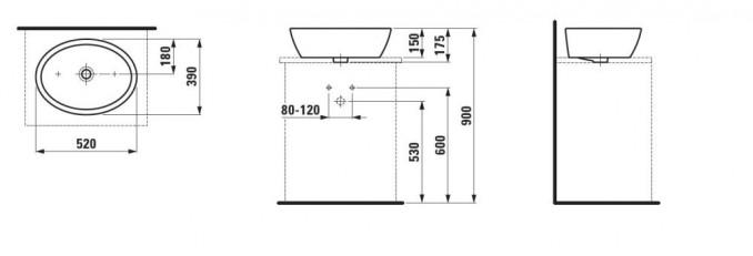 Lavabo Laufen PRO B 52x39 zdelasti sa prelivom 2