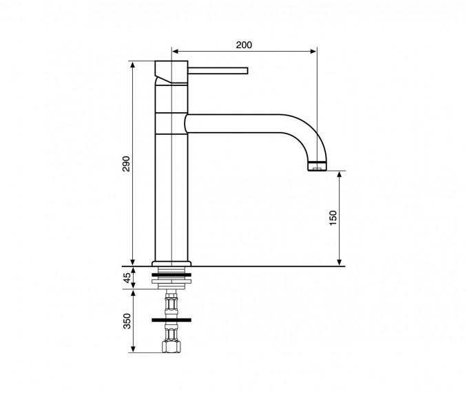 Baterija za lavabo EMMEVI PIPER visoka bronza 2