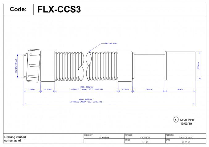 Sifon fleksibilni McALPINE 6/4 fi40 460-1000mm 2