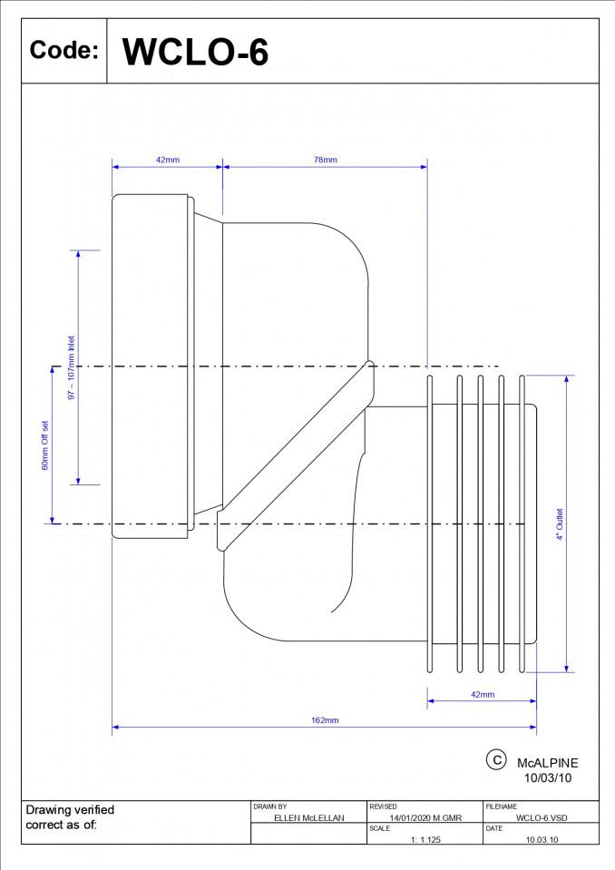 Priključak McALPINE za wc šolju simplon excentar 60mm 2