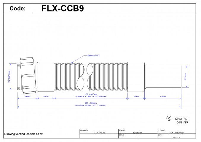 Sifon fleksibilni McALPINE 5/4 fi32 300-500mm 2