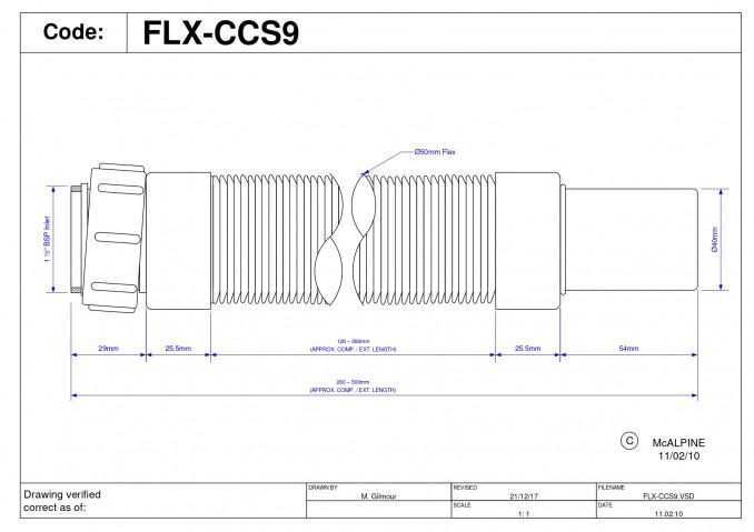 Sifon fleksibilni McALPINE 6/4 fi40/50 260-500mm 2