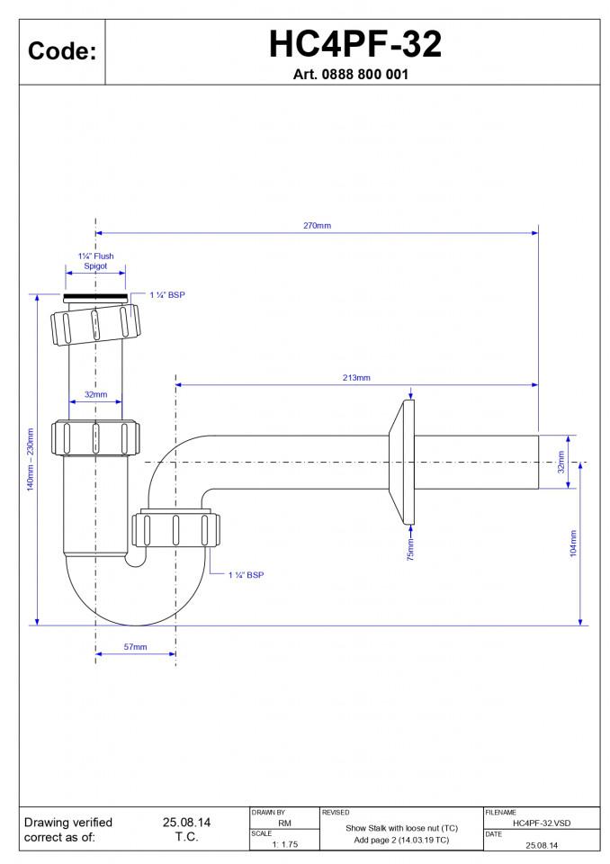Sifon za umivaonik McALPINE S 5/4 fi32mm 2