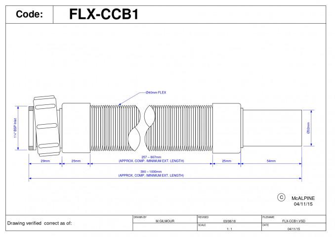 Sifon fleksibilni McALPINE 5/4 fi32 480-1000mm 2