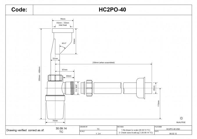 Sifon za pisoar McALPINE čaša fi40mm 2