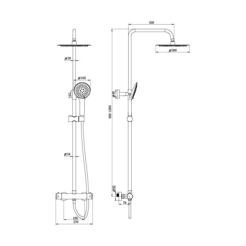 Usponski tuš termostatska baterija 6101 7