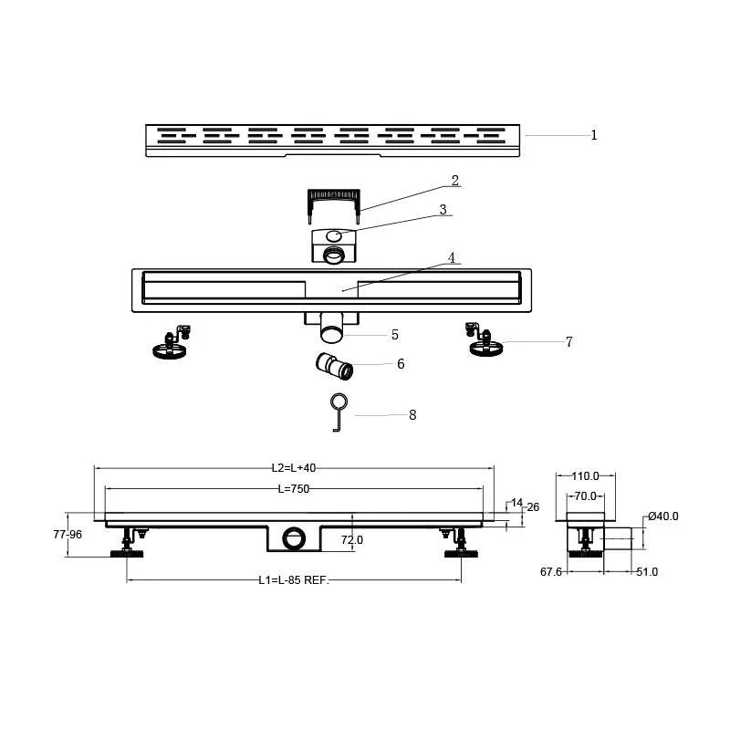 Tuš kanalica ZenFlow MB BZ8501 75 2