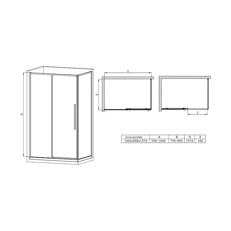 Tuš paravan Oto 80x100 2